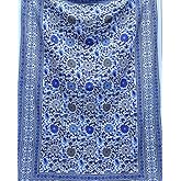 India Arts Indian Bedspread ? Cotton Sunflower Print,Blue-Gray,70" x 106"