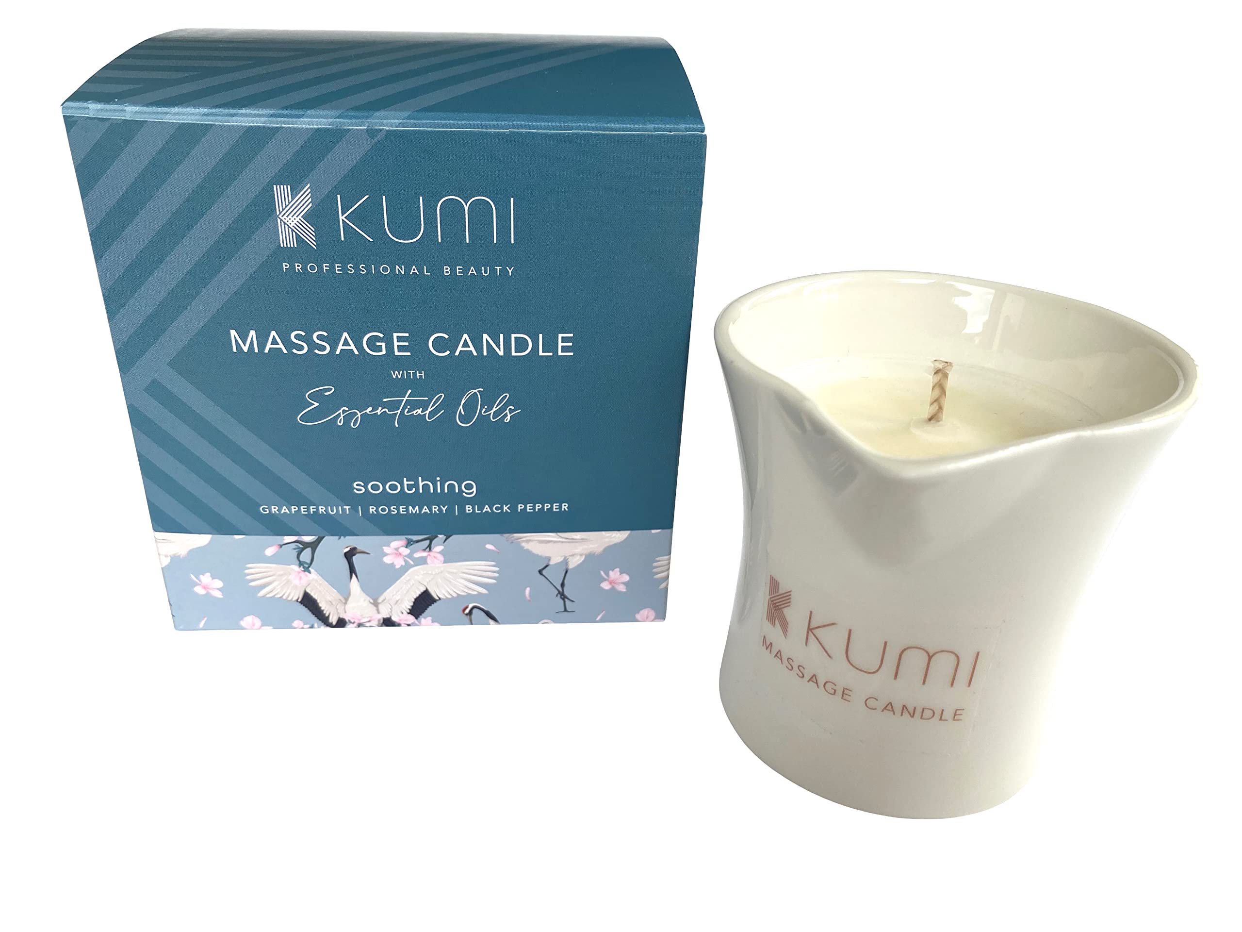 Kumi Aromatherapy Massage Candle - Scented Candle for Massage - Plant Based & Vegan Massage Oil Based Candle - Home Spa - UK Made - 100g - Soothing