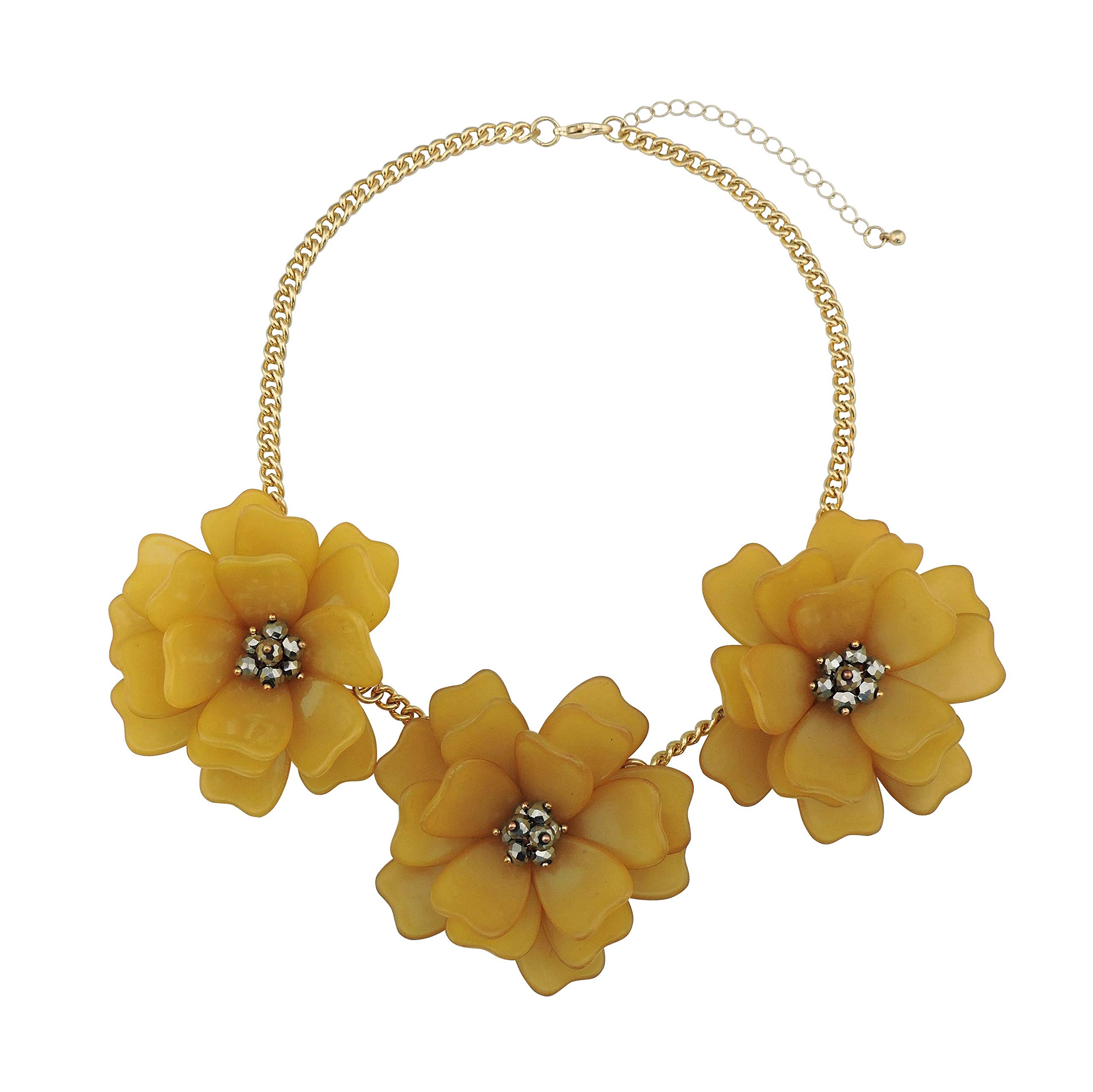 BOCAR Statement Flower Necklace Handmade Bib Collar Jewelry for Women (NK-10454-Lemon Chrome) โ image 1