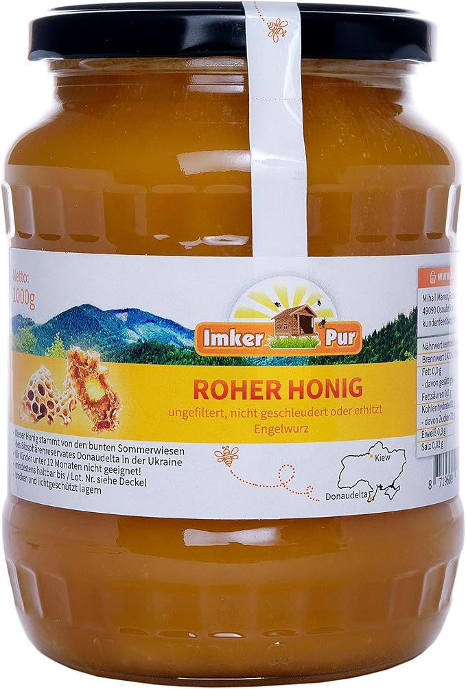 Miele Grezzo Di Imkerpur Vasetto 1000g Miele Non Filtrato Miele Non Riscaldato Miele Non Pastorizzato Miele Puro E Naturale Al 100 Con Polline Cera D Api Propoli Pane D Api E Pappa Reale Amazon It