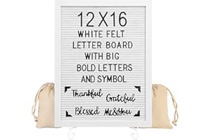 G GAMIT Letter Board Sign White Frame 12x16 - Felt Letter Board Baby Announcement Board with Big Letters,Large Letter board Sign board&Message Board with Stand and Canvas Bag.