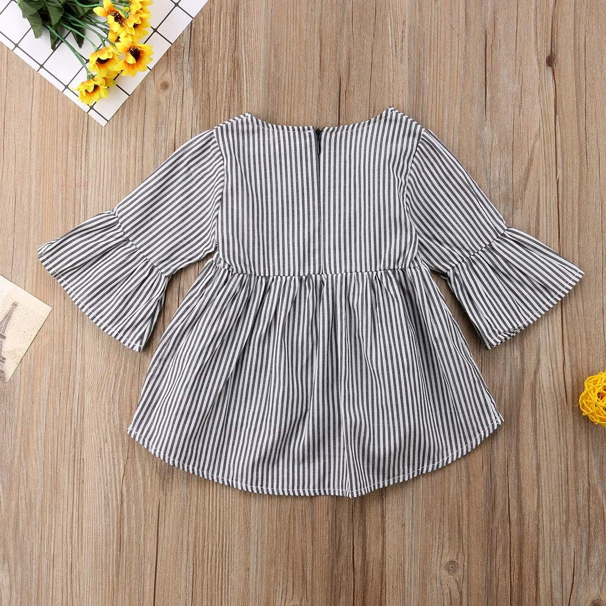 Toddler Baby Girls Short Puff Sleeve Tops Solid Color T Shirt Pullover Flare Blouse Button Down Shirts Casual Clothes: Clothing