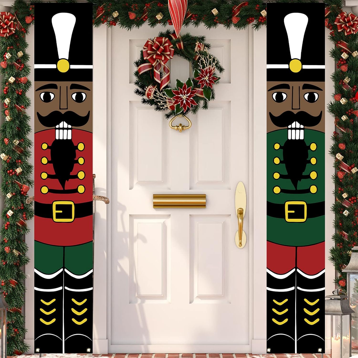 Nutcrackers - Black Nutcracker Christmas Decorations African American Nutcracker Porch Banner Outdoor Christmas Nutcracker Decorations and Supplies for Home Party