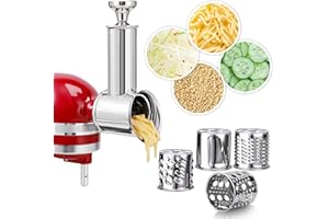 KINGEAGLE Stainless Steel Slicer Shredder Attachment for KitchenAid Mixers, Salad Maker Cheese Grater Vegetable Chopper Accessory with 4 Blades,All Dishwasher Safe