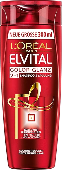 L'Oréal Paris Elvital Shampoo Color Glanz 2in1, 3er Pack (3 x 300 ml)