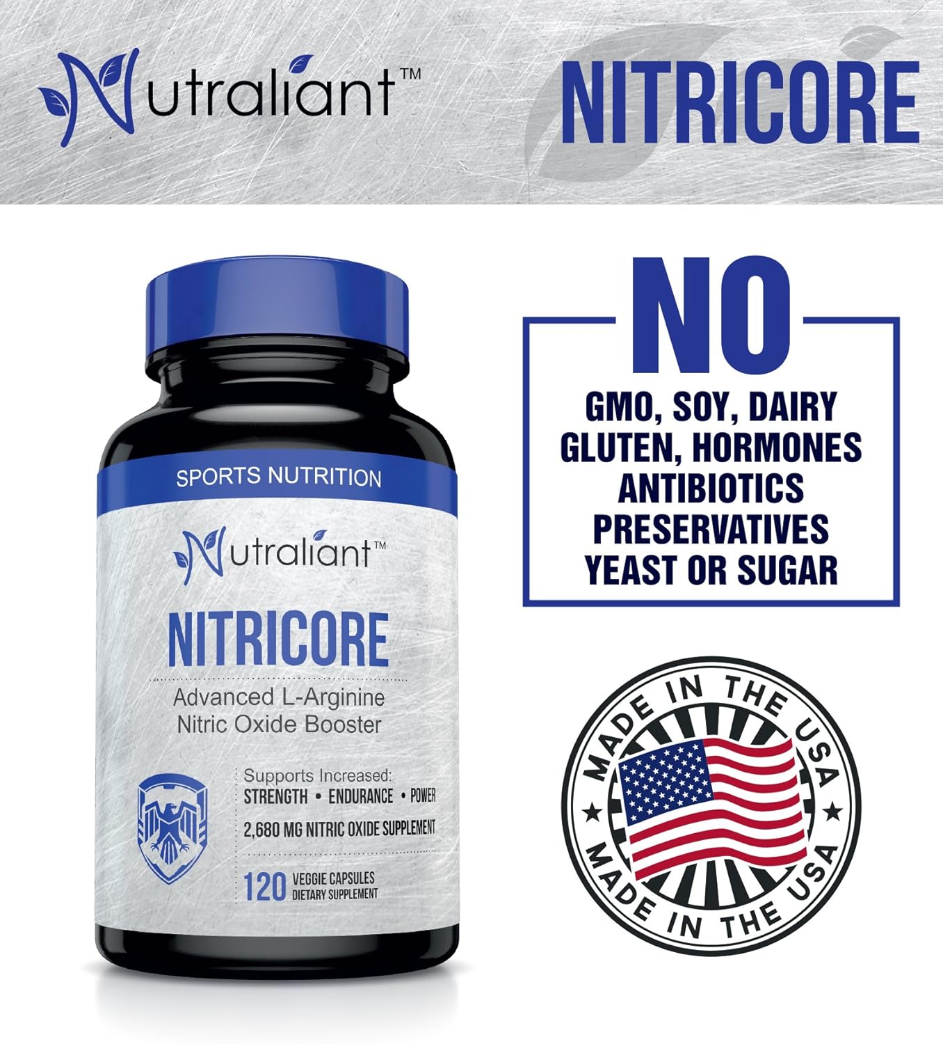 Nitric Oxide Supplements For Men EXTRA Strength 2,680mg L Arginine NO