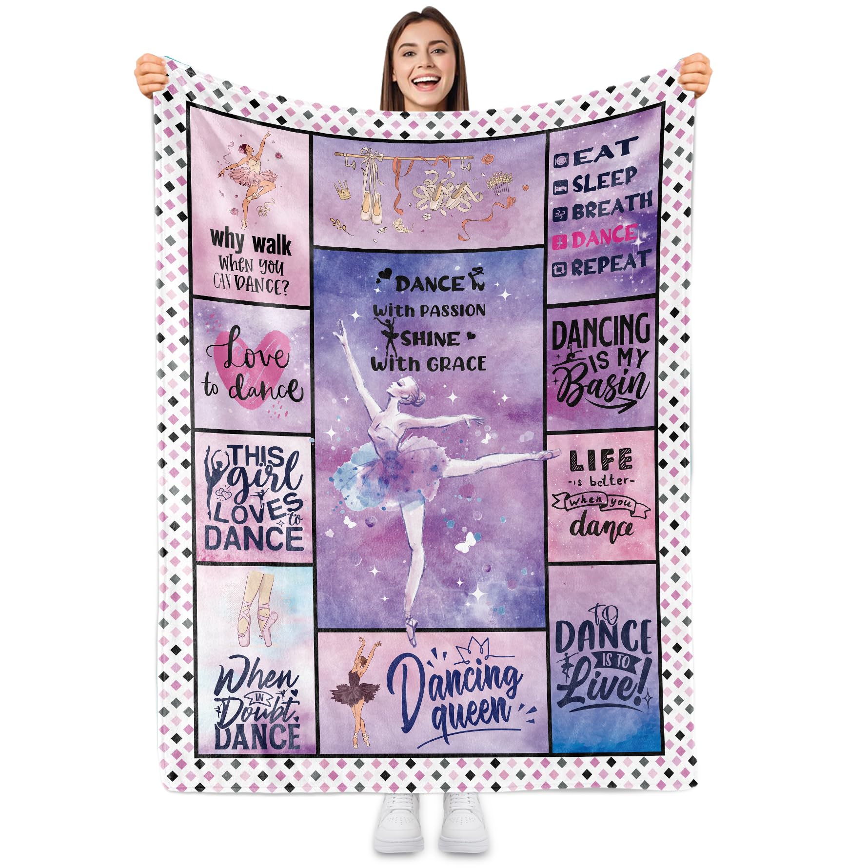 Sowide Soft Fleece Blanket Throw, Comfy Lightweight Fuzzy Plush for Teens Girl Daughter Women Dance Teacher, Couch Nap Bed, 60"x80" Unique Gift