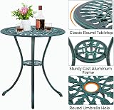 Yaheetech 3 Piece Patio Bistro Set Round Aluminum Table Two Chairs Green view 3