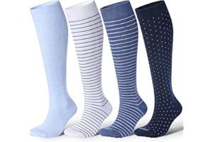 LEVSOX Cotton Compression Socks for Women Men 20-30 mmHg Knee High Cute Support Sock for Nurses Flying Pregnancy