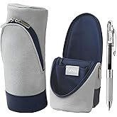 Sonic Utlim Sma-Sta Canvas Standing Pen Case and Pentel Infree Ballpoint Pen Bundle, Makeup Bag, Pencil Pouch Converts Into Smartphone Stand, Cosmetics Holder, and more, UT-4037-GL, Grey
