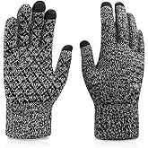 Feelorna Winter Thermal Warm Knit Glove for Men and Women, Touchscreen Cold Weather Gloves Full Finger Soft Warm Gloves
