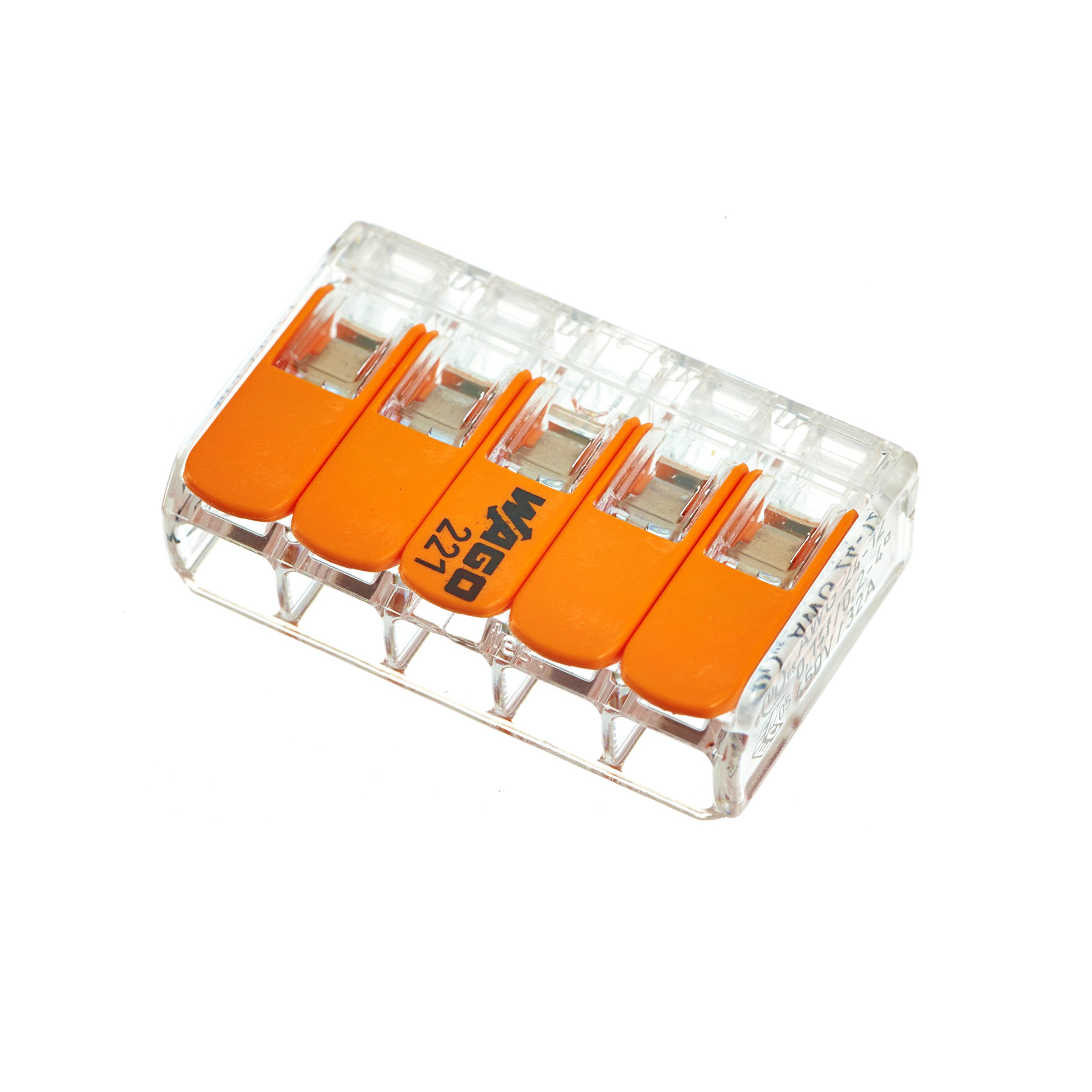 WAGO Lever Connector terminals 5 x 0.2 – 4 mm² Pack of 10 BLV221415