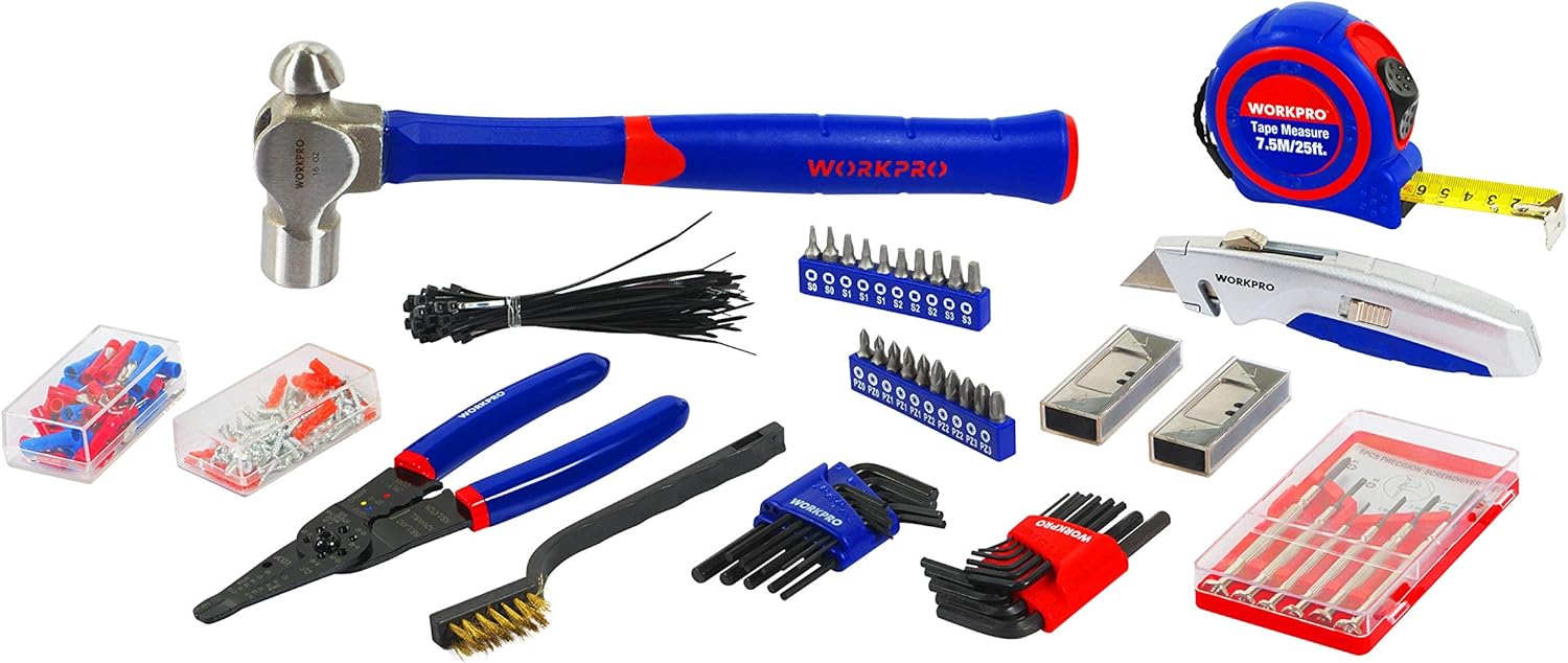 WORKPRO 408-Piece Mechanics Tool Set with 3-Drawer Heavy Duty Metal Box (W009044A) - - 