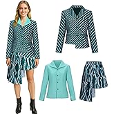 AMNPOLEN Women ShenShen Costume Witch Striped School Uniform Shirt Jacket Skirt Outfit Halloween Movie Cosplay Set