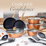 Nuovva Non Stick Pots and Pans Set 15pc Induction Copper Finish view 8