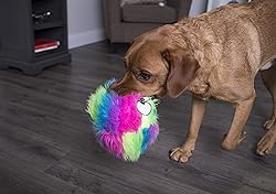 goDog Furballz Squeaky Plush Ball Dog Toy, Chew