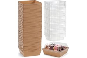 Cinccoke Mini Charcuterie Boxes with Clear Lids, 4.5x4.5 Inches 100 Pack Dessert Boxes Square Disposable Bakery Boxes to Go Food Containers for Daughter, Wedding, Party, Strawberries, Donuts & Cookies