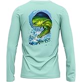 Made in USA Fishing Shirts for Men Long Sleeve Lightweight Dri Fit UPF 40+ Sun Protection Quick Dry Running Hiking Tshirts