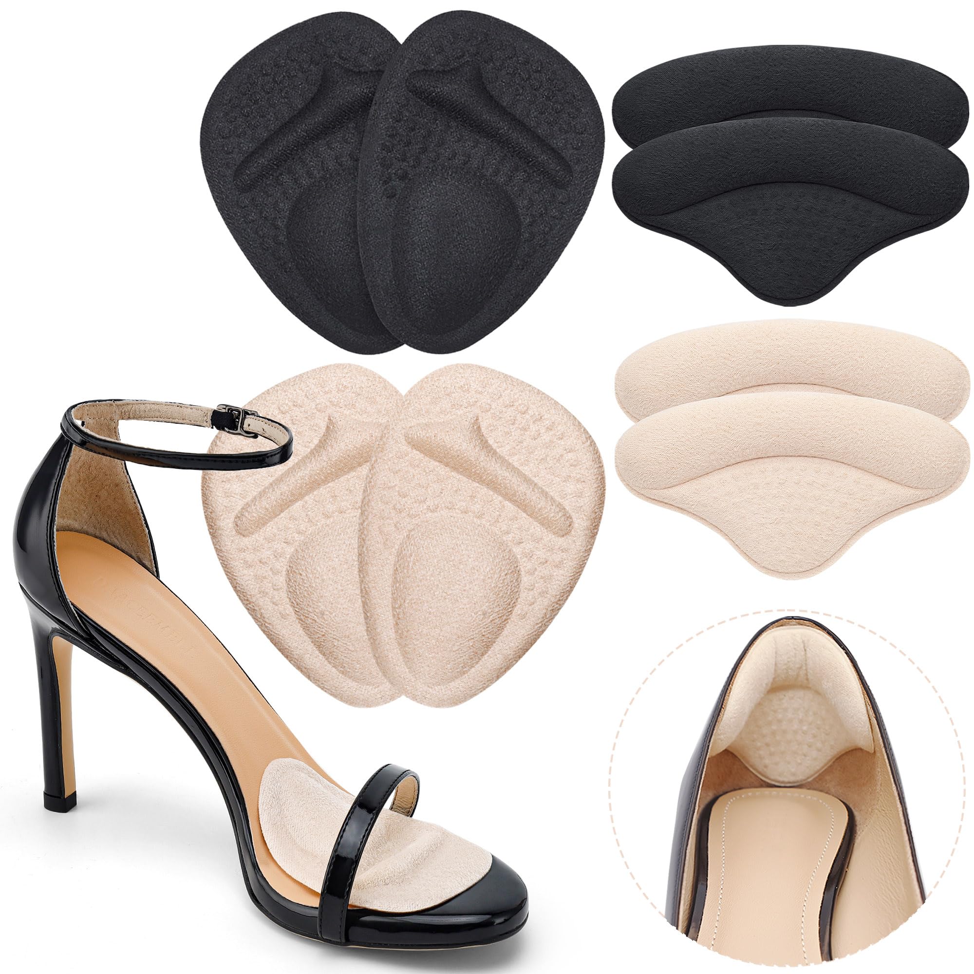 Photo 1 of Ball of Foot Cushions,Metatarsal Pads for Women,Heel Cushion Pads, Heel Grips Liners for Heel Pain Relief, Blisters,Friction, Non-Slip Shoe Inserts for Loose Shoes,Shoe Fillers Make Shoes Fit Tighter