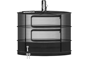 SPONDWILD Herb Drying Hanging Mesh Rack - 1ft Diameter (D12xH21 inch) 2+1 Layer, Foldable Plant Drying Net with U-Shaped Zipper & Storage Pouch - for Herbs, Plants, Flowers, Fruits, Food