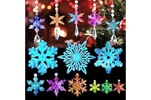 Juome Christmas Resin Molds Silicone, Resin Ornament Molds for Epoxy Resin Casting with 12 Varying Sizes Crystal Snowflake/Icicle/Drop Shapes, DIY Crafts Pendant Making Christmas Tree Decorations