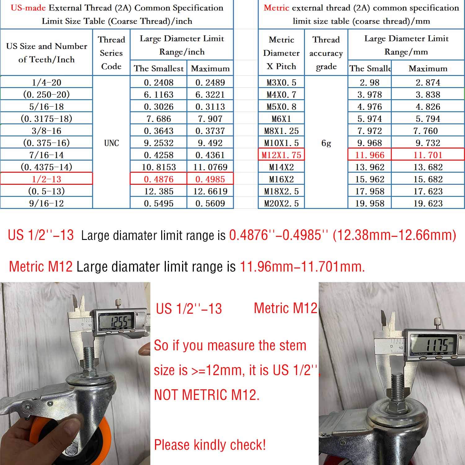 Stem Casters Aozel Heavy Duty Swivel Threaded Stem Caster Wheels with American Size 1/2''-13x1'' Thread Dual Locking Wheel with Brakes Pack of 4 (4 Inch): Industrial & Scientific