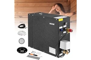VEVOR Steam Generator, 6 kW Steam Shower System with Controller for Home Sauna Bath Spa, Commercial Auto Drain Kit with Overheat, Dry-Run & Overpressure Protection, 10 Min to 24h Efficient, Black
