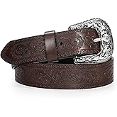 TRIWORKS Adjustable Vintage Western Belts for Women Men Cowboy Cowgirl Belt Engraved Buckle Belt for Jeans Pants Dresses