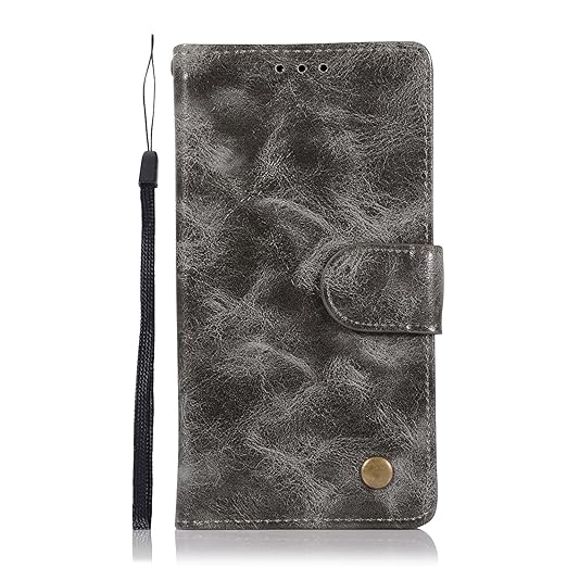 Chreey Huawei Honor 5C Hülle, Premium Handyhülle Tasche Leder Flip Case Brieftasche Etui Schutzhülle Ledertasche, Grau