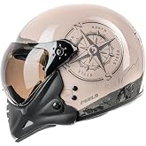 Peels Capacete Moto Aberto com Queixeira Removível F-21 North Off White/Preto 58