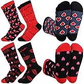 Jiuguva 6 Pcs Valentine Socks for Men Heart Dress Socks for Men Woman
