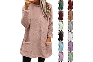 GENERIC Womens Comfort Cozy Sweaters for Anxiety Long Sleeve Round Neck Lightweight Casual Pullover Winter Warm Long Tops