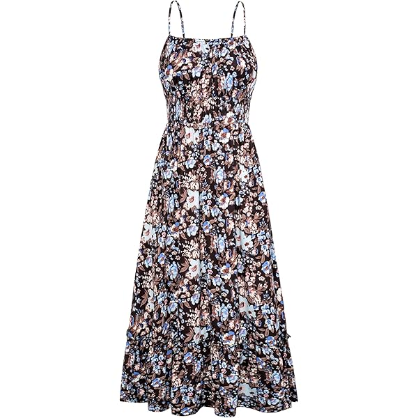 Vestido Largo Seta T Para Mujer - Floral, Manga Corta Con Volantes | Cuello En V Y Cintura Alta | Poliéster/Rayón