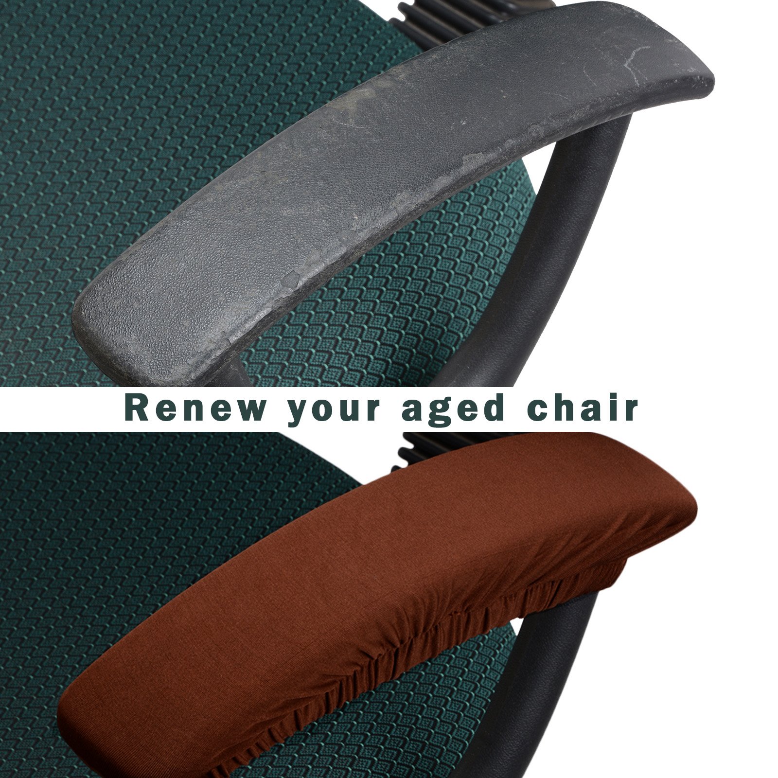 Voilamart 4 Pack Office Computer Chair Seat Covers, Desk Chair Cover Removable Universal Chair Covers Stretch Rotating Chair Slipcover Desk Chair Seat Cushion Protectors (21inch, Coffee)