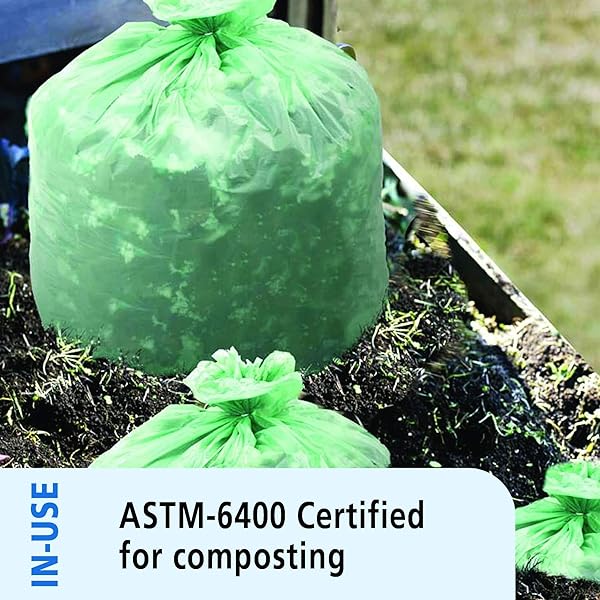 STOUT BY ENVISION E2430E85 ECOSAFE-6400 COMPOSTABLE BAGS, 24″ X 30″, 13 GAL CAPACITY, 0.85 MIL THICKNESS, GREEN (PACK OF 45)