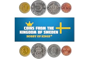 HOBBY OF KINGS Set of 4 Coins from Sweden: 50 ORE, 1, 5, 10 KRONOR. Swedish Money. 1992-2009