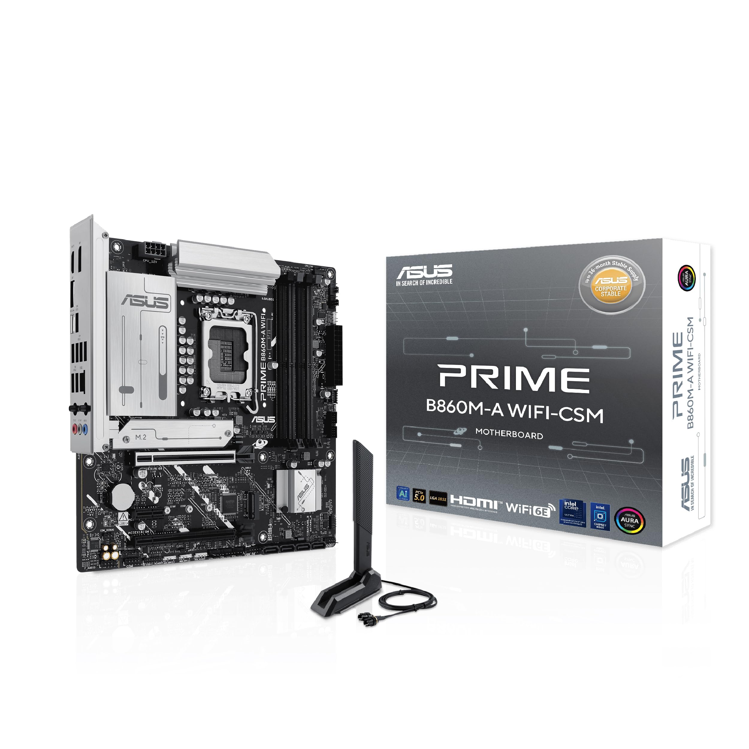 Photo 1 of ASUS Prime B860M-A WiFi-CSM Offers DDR5, PCIe 5.0, Two M.2 Slots, Wi-Fi 6E, 2.5Gb Ethernet, USB Type-C, DisplayPort, HDMI™, and M.2 heatsink for Optimal Performance