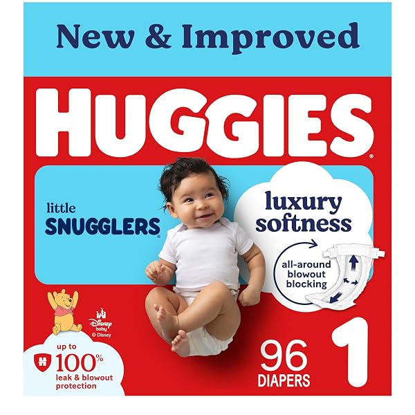 HUGGIES SIZE 1 DIAPERS, LITTLE SNUGGLERS BABY DIAPERS, SIZE 1 (8-14 LBS), 96 COUNT, PACKAGING MAY VARY
