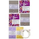 [Leaders Insolution] Full Face Facial Mask Sheet, 6 Combo Pack - Ageless Wonder Kit [Anti-Aging] with a Cat Ear Headband [2 Cotton Face Sheet Masks + 4 Coconut Gel Bio-Cellulose Face Sheet Masks]