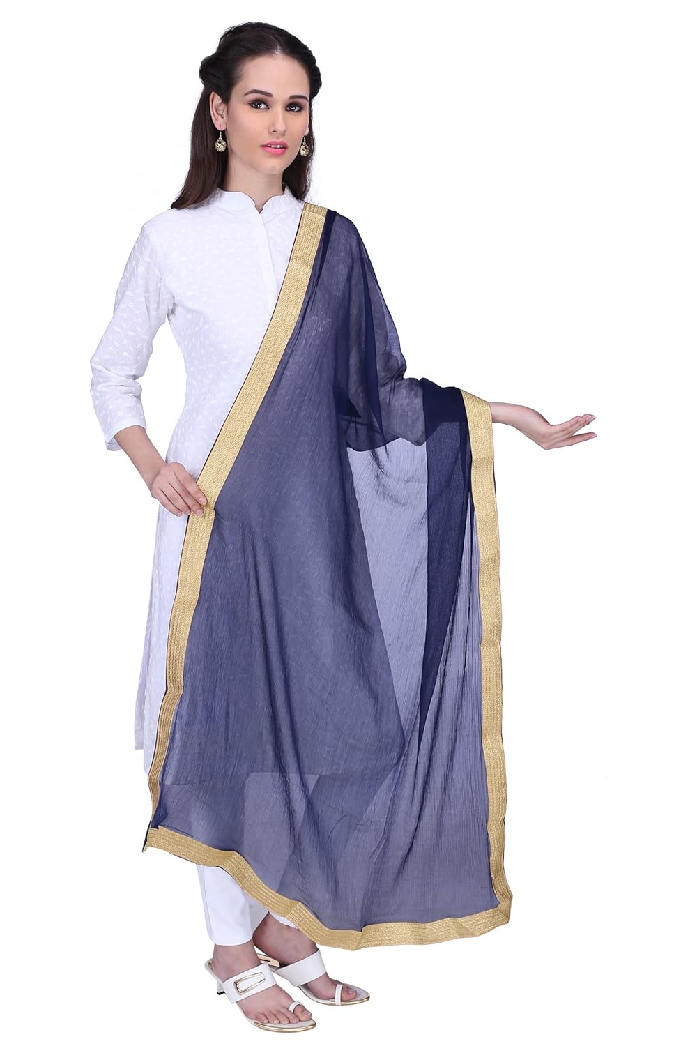 lionize women's golden lace work dupatta