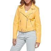 Levi's Women's Belted Faux Leather Moto Jacket Coat | Water Resistant, Faux Leather Or Faux Suede, Asymmetrical Zip Front, Zip Pockets, Removable Hem Belt