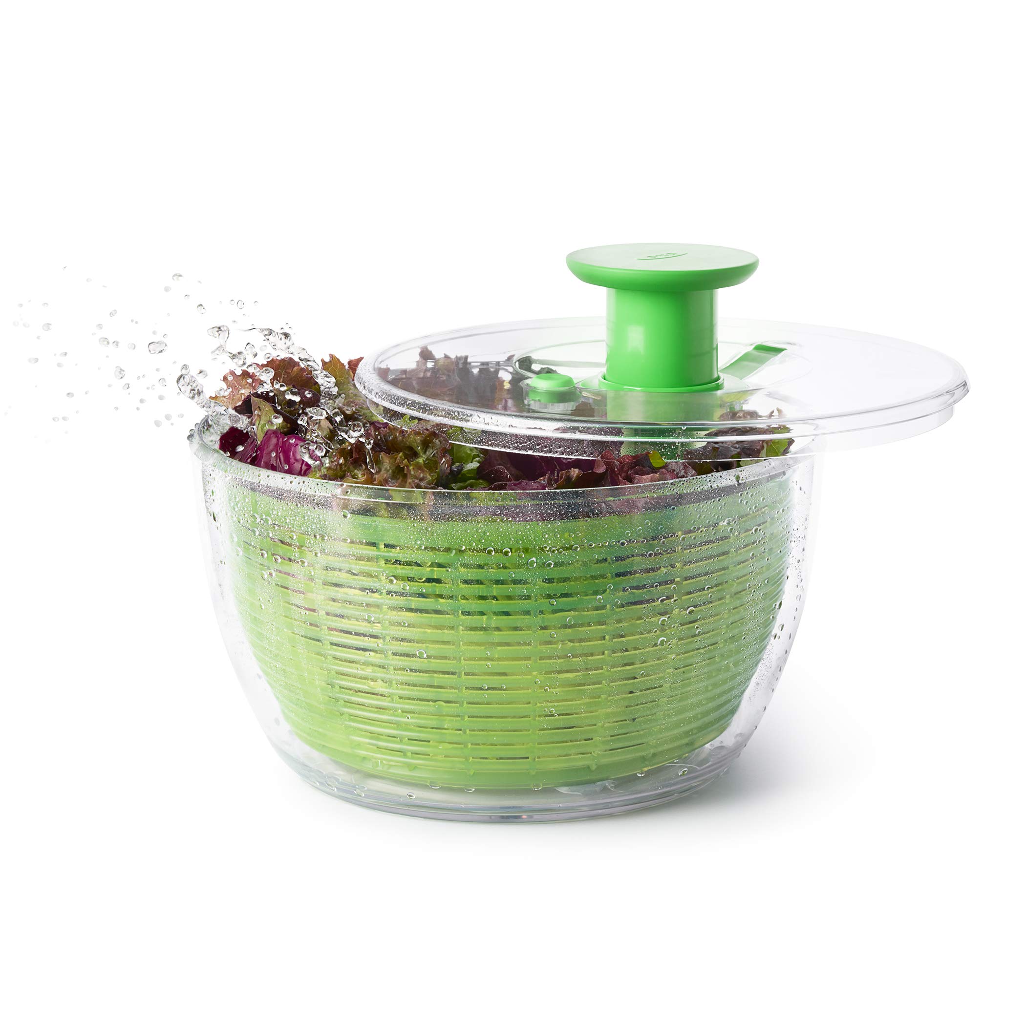 OXO Good Grips Salad Spinner - Large, Green Lettuce & Fruit Washer, BPA-Free, Easy One-Hand Pump