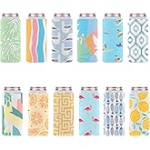 Slim Can Cooler Sleeves (12-Pack) Soft Insulated Koolie for White Claw Seltzer & Slim Beer - HTV Blanks for Vinyl Projects - Skinny Bulk - Tall Coolies