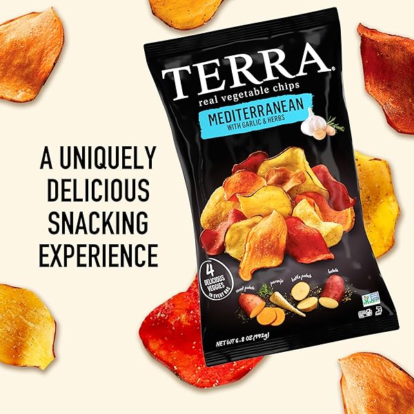 TERRA VEGETABLE CHIPS, MEDITERRANEAN GARLIC & HERBS VEGETABLE CHIPS, 6.8 OZ