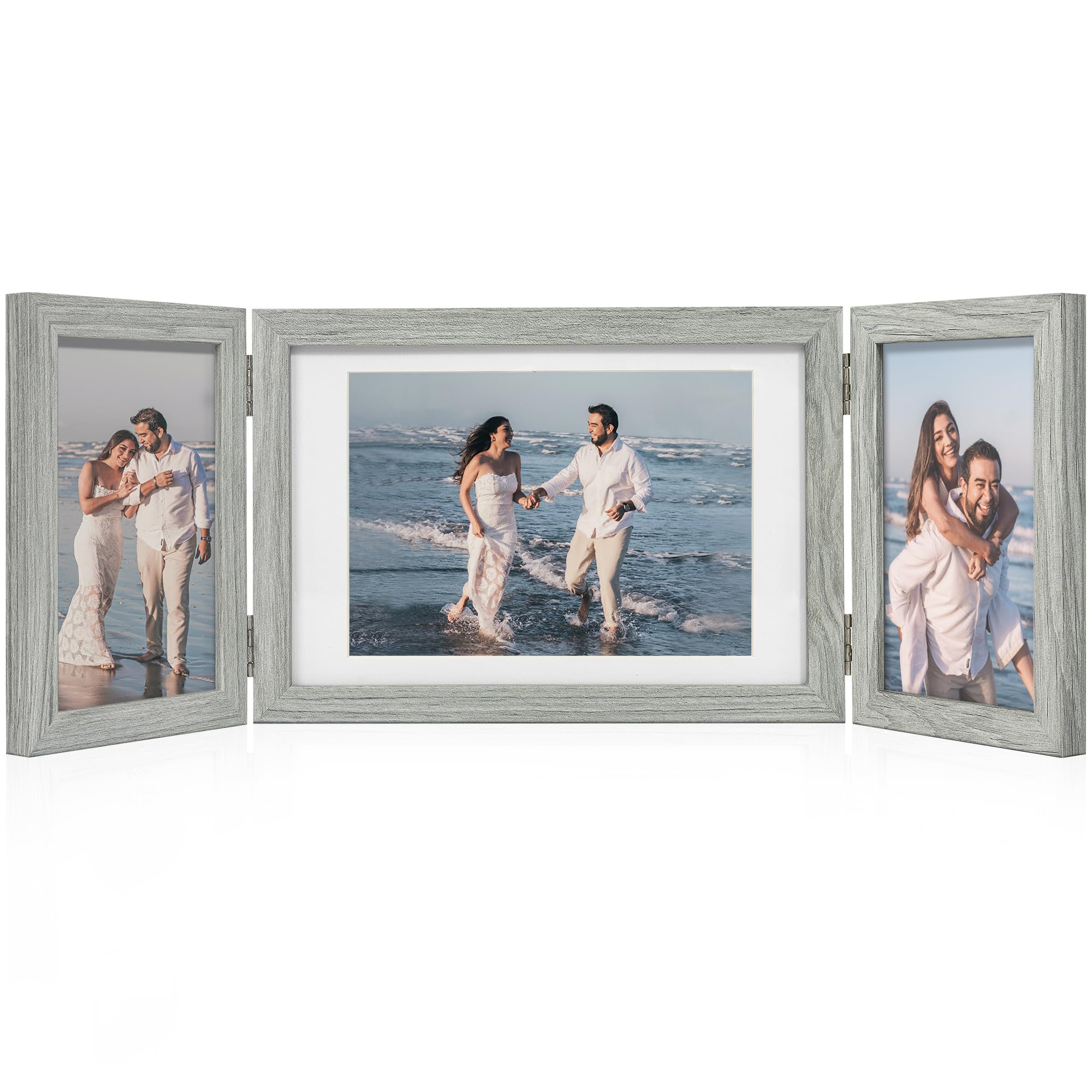 Afuly 6x4 Photo Frames Multiple Pictures 7x5 Wood Grey Picture Frame for Wall Desktop Grandparents Grandchildren Family Frames Gifts for Birthday Wedding Women Grandma Friends