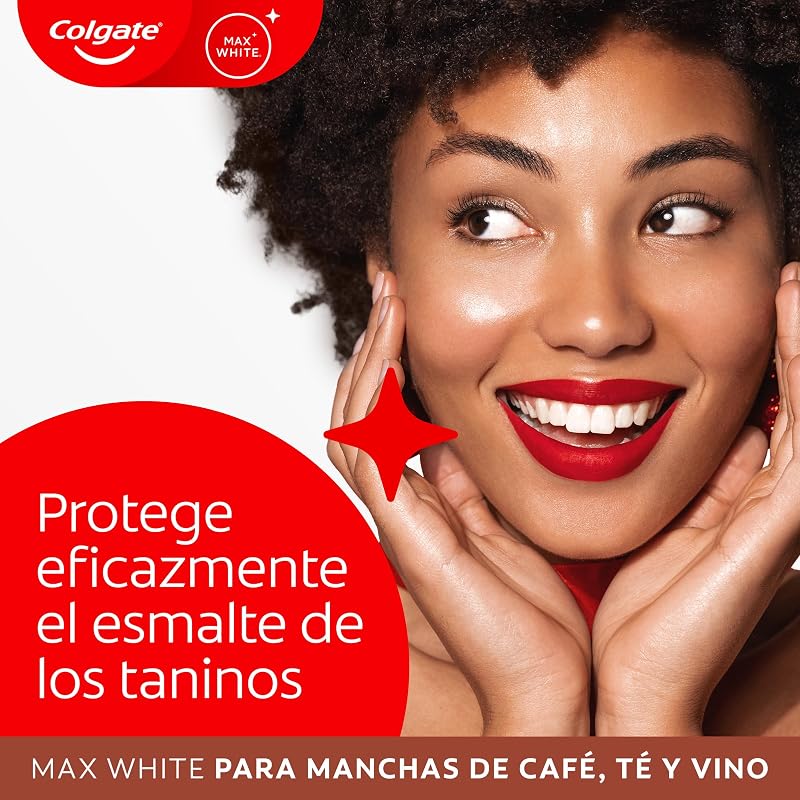 Pasta de dentes branqueadora Max White For Coffee 4 x 75ml, Tea & Wine, remove até 100% das manchas superficiais, protege o esmalte dos taninos, é seguro para o esmalte