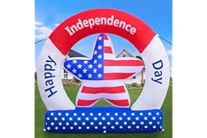 ANROOG 4th of July Inflatables Outdoor Decorations Patriotic 5.7FT Giant Star Blow Up Yard Decorations with LED Lights for Memorial Independence Day Fourth of July Party Lawn Garden Outside Decor