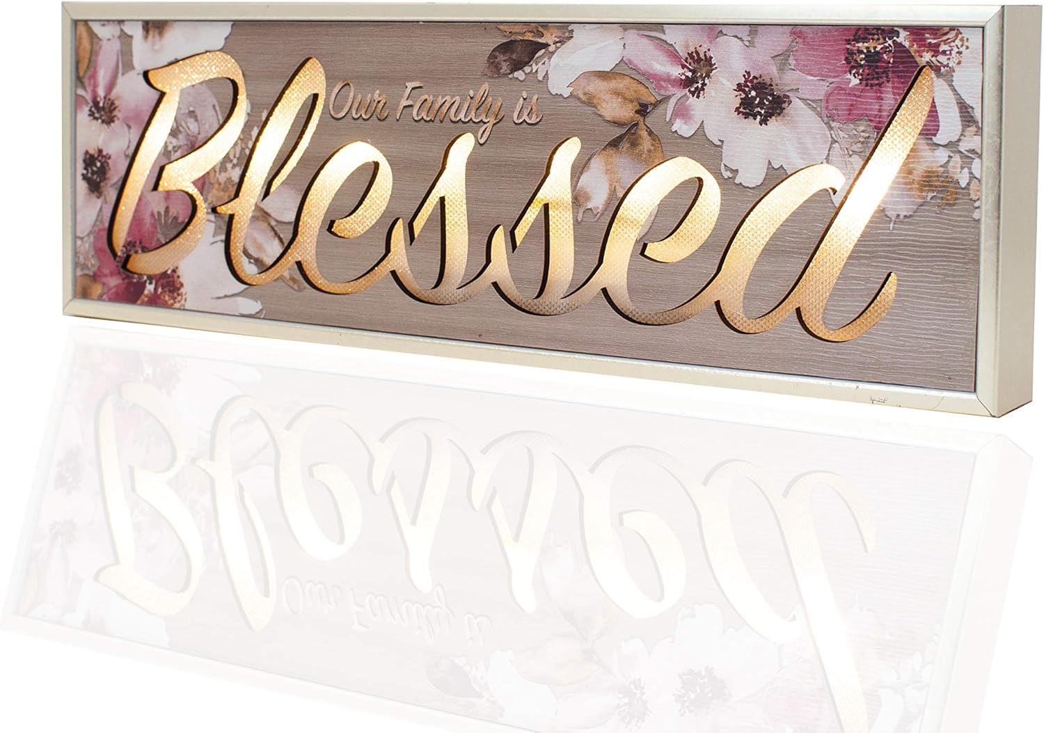 Premier Home Imports Our Family is Blessed Sign - Home Decorations for Living Room - Wall Hanging Decor - Great for Home Decor Living Room - Family is Blessed Light Up Box Sign - 4