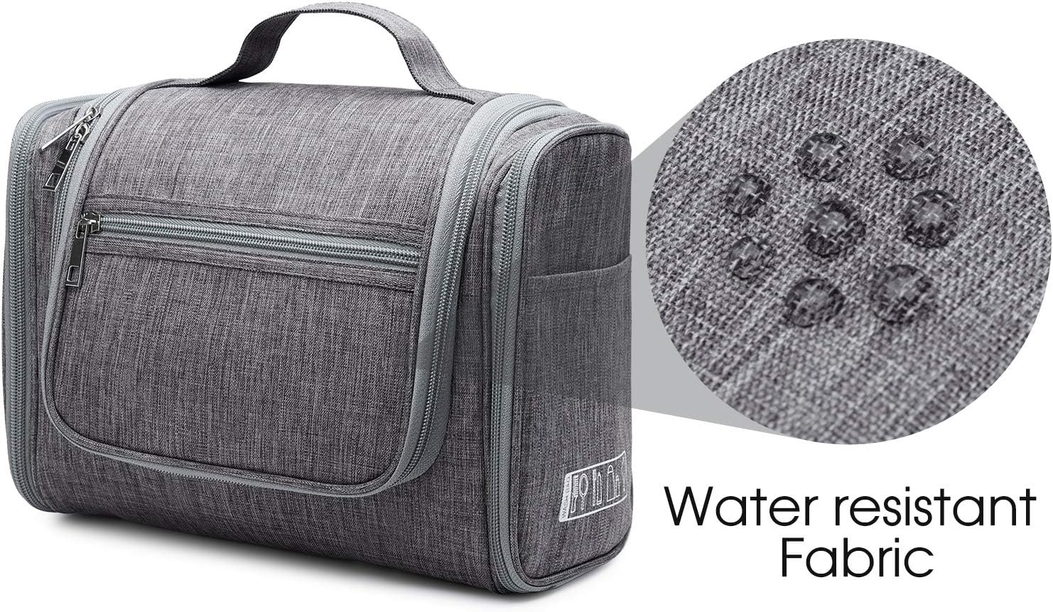 Large Hanging Toiletry Wash Bag Travel Makeup Cosmetic Organizer for Men Women by WANDF (Denim Grey), XL - Image 4