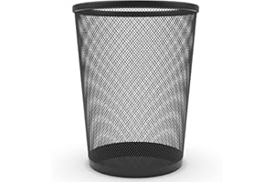 Zuvo Mesh Wastebasket Black Metal Wire Garbage Trash Can for Office Home Bedroom Height 10.1" Width 10", 4 Gallon (16 Quart) (1, Black)